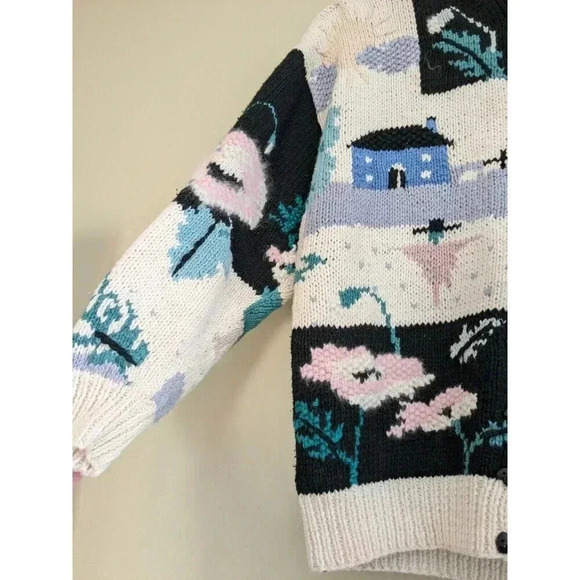 Vintage Women's Handknit Cottage Core Button Down Cardigan Sweater Medium - Picture 6 of 10